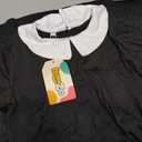 Summer Dress for Girls Doll Collar Short Sleeve A Line Swing Party Dresses with Pocket for Kids Aged 9-10 Years (Black)