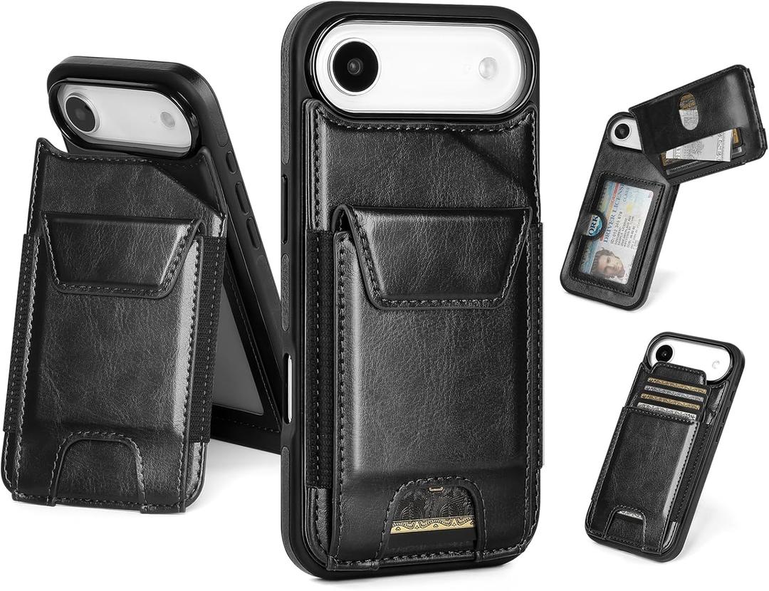 Compatible with iPhone 17 Air Wallet Case with Card Holder,Women Men Phone Case PU Leather RFID Blocking Shockproof Magnetic Flip Cover Credit Card Slots Kickstand,for Apple 17 Air,Black