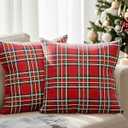 Christmas Plaid Pillowcases 20x20 - Christmas Pillow Covers Set of 2 - Xmas Couch Pillowcases for Living Room - Bed-Sized Holiday Throw Pillow Covers - Winter Holiday Home Decor - Tartan Cushion Cases