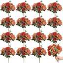 Yunlly 16 Packs Artificial Peony Flowers Faux Peonies Bouquet Silk Vintage Wedding Home Table Door Decor Reusable Bouquet Rose Flowers for Bridal Wedding Birthday Home(Orange,Elegant)