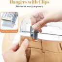 HOUSE DAY 12 Pack 14 inch Clear Plastic Skirt Hangers with Adjustable Clips, Pants Hangers 360-Rotating Swivel Hook, Clip Hangers for Pants, Trousers, Skirts, Jeans, Bulk Plastic Hangers