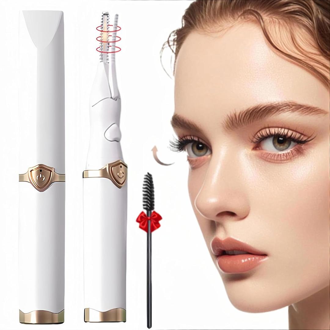 Heated Eyelash Curler, 2-in-1 Clip-Type Design, 3 Temperature Modes, USB Rechargeable Electric Eyelash Curler, Natural Curling 24H Long-Lasting Curl, Gift for Women & Girls, White-CA