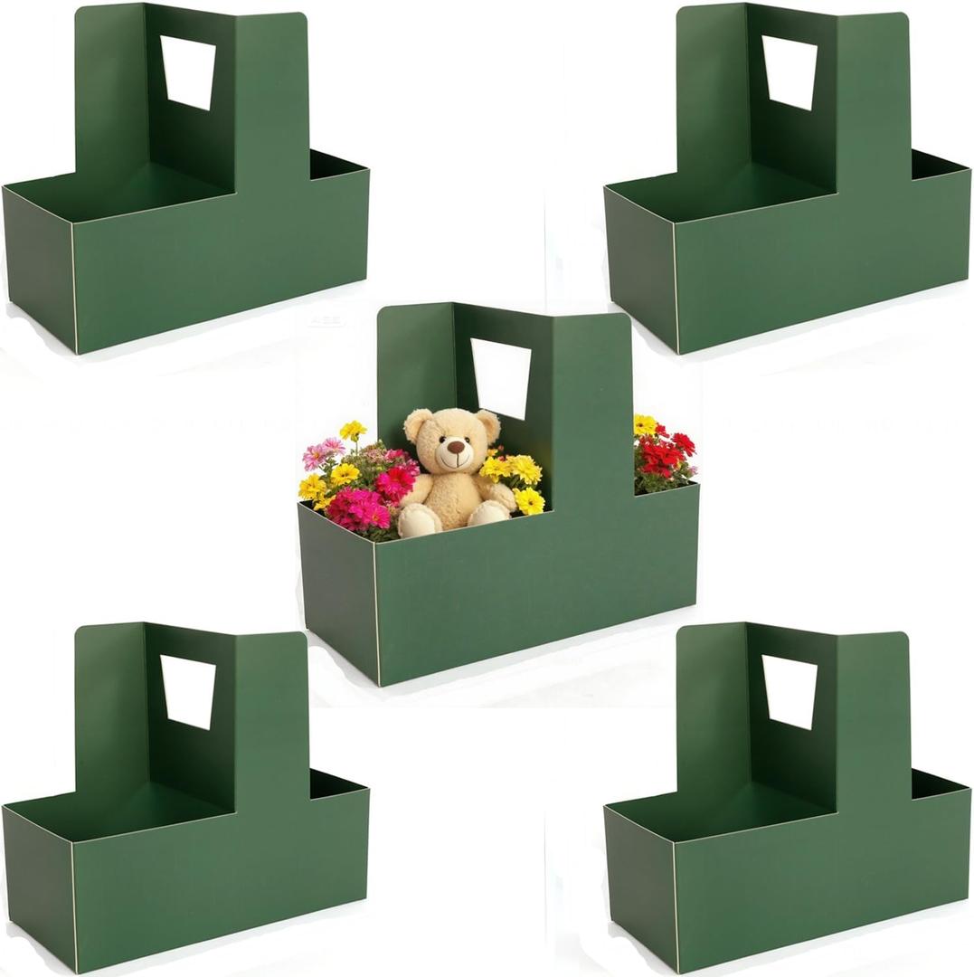 YANQINQIN 5PCS Gift Packaging Box,Flower Arrangement Boxes, Cake Carriers, Baking Dessert Containers & Drink Cup Holders - Ideal for Christmas,Valentine's Day,Mother's Day, Birthdays,Weddings (Green)