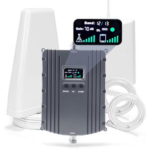 Cell Phone Booster for Home & Office,Up to 5500Sq Ft,Cell Phone Signal Booster for Band 2/25 / 4/66 / 5/12 / 17/13 with All U.S. Carriers,Boosts 5G 4G LTE, FCC Approved (Dark Gray)