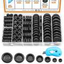 mankk 188PCS Closed Rubber Grommet Kit Firewall Hole Plug Assortment Kit 7 Size(7/25" 3/8" 1/2" 5/8" 3/4" 7/8" 1") Drill Hole Round Rubber Hole Plug with Knife