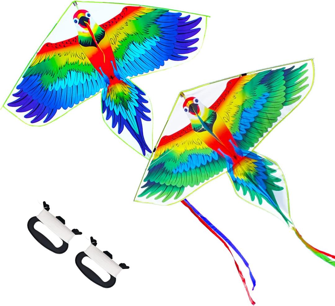 57inch Parrot Kite with Long Tails Easy to Fly with Flying Lines