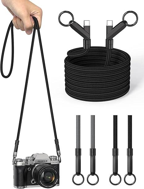 Rope Camera Strap with Quick Release Buckles, 47'' Camera Neck & Shoulder Strap, Nylon Climbing Thin Crossbody Strap