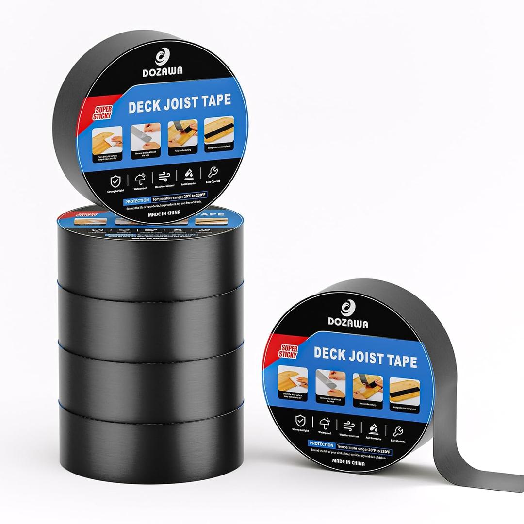 Butyl Tape 2''50', Weather Resistance for Decking,Waterproof and Anti-Corrosion for Deck Joist, Roof, Patio, Rv Repair, Self-Adhesive Window Sealant(6 Rolls)