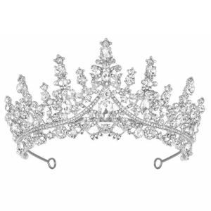 Tiara Crown for Women, Headband Hair Accessories for Birthday Wedding Party Costume (Silver)