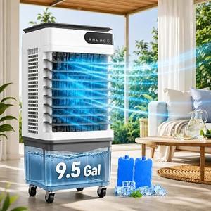 Swamp Cooler, 2026 New Portable Air Conditioners, Evaporative Cooler with Large Water Tanks for 24H Cooling, 60° Oscillating, 4 Ice Packs, 7H Timer, Portable AC for Bedroom Office Home