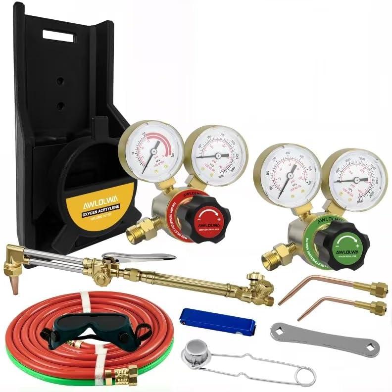 Medium Duty Oxy Acetylene Gas Welding Outfit Tote Kit, Oxygen & Acetylene Cutting Kit without Tanks