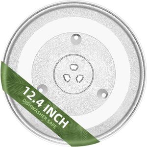 12.4 inch microwave glass turntable for 12570000008334 Panasonic microwave glass plate Compatible with FFMV1645 series Frigidaire Microwave and 12 3/8 JES1145 series GE microwave plate WB48X30612 (12.4" Small Coupler Hole)