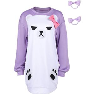Anime Cosplay Mira Costume Anime Pajamas Mira Purple Bear Hoodies Adults Womens Halloween Outfits, M