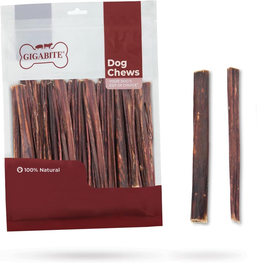 GigaBite Single Ingredient All Natural Free Range Bully Treats and Chews - Bully Sticks/Bladder Sticks/Beef Esophagus by Best Pet Supplies - Esophagus Sticks (6 Inch), Pack of 35