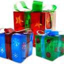 JOIEDOMI Set of 3 Christmas Lighted Gift Boxes Valentine's Day Decorations, Star Pre-lit Present Boxes for Christams Tree, Yard, Home,Gift Box Decorations