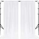 10 ft 10 ft White Backdrop Curtain for Wedding Decor Holiday Party - White Wedding Backdrop Polyester Photography Backdrop Drapes Baby Shower Birthday Privacy Sliding Curtains Home Decor, 2 Panels