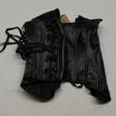 bslingerie Womens Faux Leather Zipper Front Bustier Corset Top (Medium, Black)