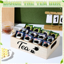 Bamboo Tea Bag Organizer with 12 Compartments Reusable Wooden Tea Box Holder Drawer with Handles Divided Storage Organizer for Coffee Station, Sugar Packets, Sweeteners, Small Packets