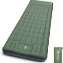 Camping Sleeping Pad, 6" Extra Thick Sleeping Mat with Pillow Built-in Foot Pump, 32.7" Extra Wide Inflatable Sleeping Pads Compact for Camping Backpacking Hiking Traveling Tent (Green)