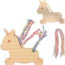 Wooden Lacing Toys for Kids DIY Toy Plane Activities Car Travel Toy Montessori Educational Learning Threading Toys for Fine Motor Skills (Rainbow Unicorn)