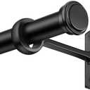 SOMINS 1 Inch Curtain Rods for Windows 28 to 48, Outdoor/Indoor Rustic Drapery Pole with Brackets, Industrial Adjustable Curtain Rod, Black, 28"-48"