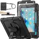 SEYMAC stock Case for iPad Air 3 2019 / Pro 10.5'' with Screen Protector Pen Holder [360 Rotate Hand Strap/Stand], Drop-Proof Case (Black)