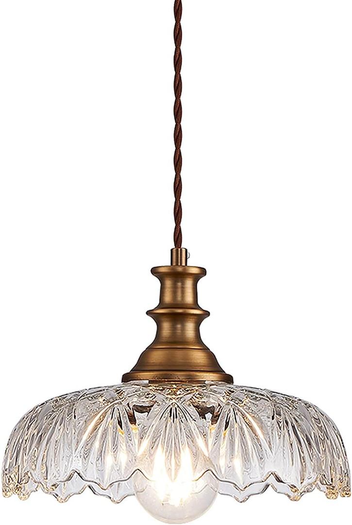 HDDFL Vintage Pendant Lights Fixture Modern Pendant Lighting Fixtures Hanging Lamp for Kitchen Island Bedroom Living Room Hallway (9.45in, Brass)