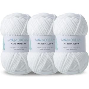 3PCS 3.5oz Chenille Yarn for Blankets Amigurumi: Soft Velvet Baby Yarn Blanket Knitting and Crocheting Bulky 5# Yarn 3 Skeins of 100g (White)