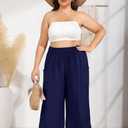SEKINO Women's Plus Size Wide Leg Palazzo Pants High Waisted Boho Loose Casual Pant Flowy Beach Trousers with Pockets (XXL)