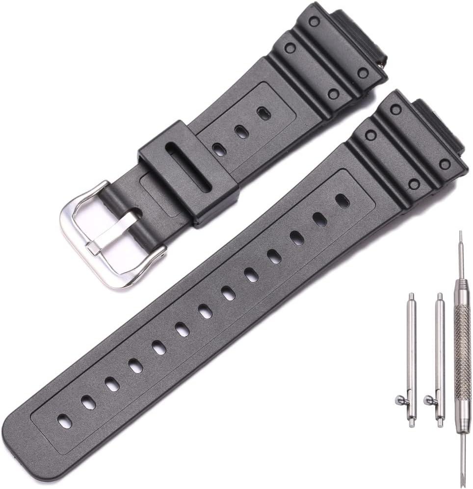 Resin Strap Compatible with Caiso g shock GA2100/GA-2110 mens Rubber Sports Waterproof replacement Bracelet Watch Band Accessories (Black Silver buckle)