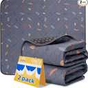 Sunheir Washable Pee Pads for Dogs 2-Pack Reusable Puppy Pads Pet Training Pads, Waterproof Dog Pee Pads for Crate, Whelping Pad, Non-Slip Protects Against Urine Leakage (Leaves - Deep Grey, 24x36)