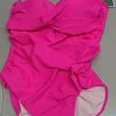 Eomenie Women's Push Up Wrap Front Swimsuit One Piece Tummy Control Bathing Suits Bandeau Support Slimming Swimwear (Large, Hot Pink)