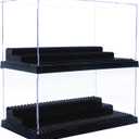 Minifigure Display Case for Action Figures Blocks, Dustproof Acrylic Display Box Storage with 3 Movable Steps for Collection Models Minifigures, Bricks Blocks Toys