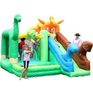 Dinosaur Bounce House Kids Bouncy House Inflatable Slide with Blower, Air Cushion, Ball Pit Pool for Indoor Outdoor