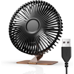 Koonie SLENPET 6 inch USB Desk Fan, 4 Speeds, Ultra-quiet, 90 Adjustment for Better Cooling, Portable Mini Powerful Desktop Table Fan, Small Personal Fan for Home Office, Metal Base, Bronze