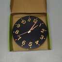 HZDHCLH Wall Clock 8 Inch Silent Non Ticking Wood Battery Operated Black Wooden Modern Wall Clock Sweep Movement Decorative Office Kitchen Home Bathroom Living Room