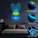 Anime Cartoon Bonnie Rabbit Neon Signs for Wall Decor,Dimmable Cartoon Bunny Neon Light,USB Powered Game Sign for Bedroom Gaming Room Man Cave Bar Birthday Gifts(10 * 16.1in) (Blue)