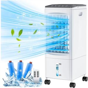 Portable Air Conditioners, 4-IN-1 Evaporative Air Cooler, Portable AC Unit w/ 6L Water Tank, Swamp Cooler w/7H Timer &120° Oscillation, Fast Cooling Air Conditioner for Bedroom Home Office