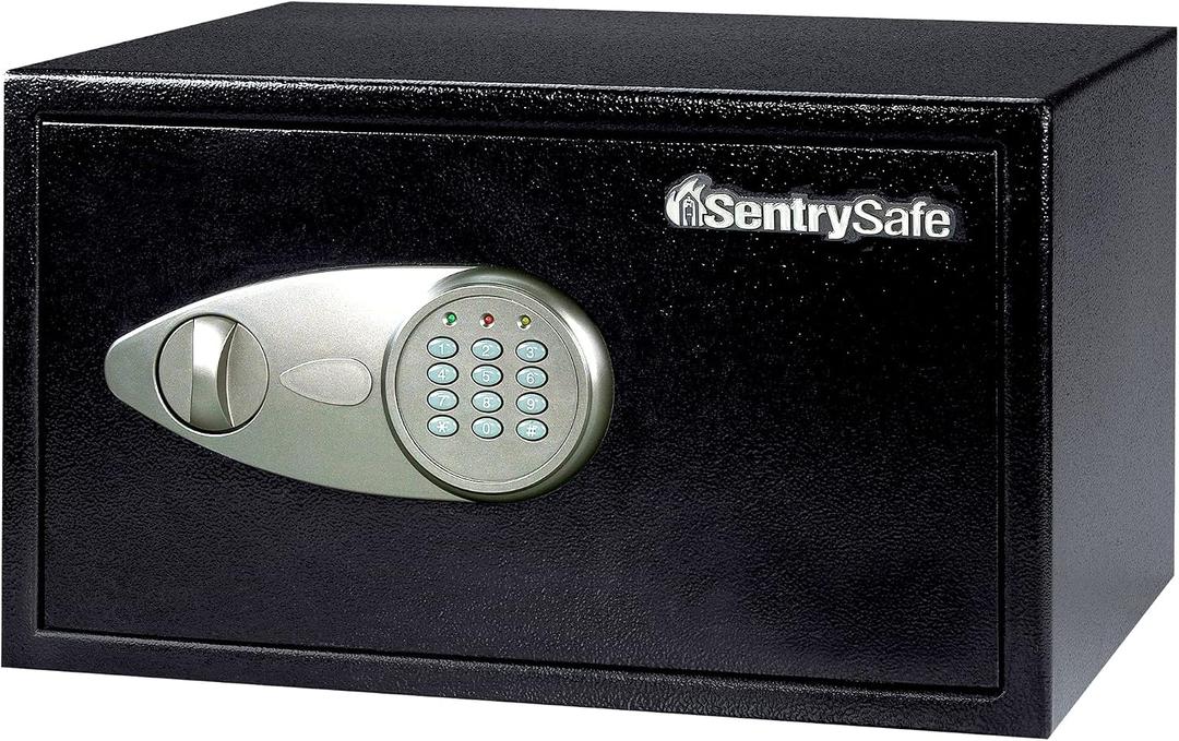 SentrySafe Shelf Safe with Digital Keypad Lock, Steel Safe with Interior Lining and Bolt Down Kit for Money, Jewelry, Documents, 0.98 Cubic Feet, 8.9 x 16.9 x 13.6 Inches, X105, No Keys