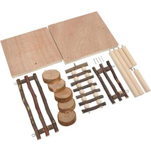 Zerodis Small Pet Toys Layer Small Pet Wooden Climbing Stand with Ladder Steps Hamster Cage Playground Toys for Syrian Dwarf Hamsters Gerbils Hamster Climbing Platform 2