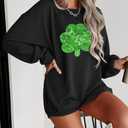 MARZXIN Women 2026 Holiday Casual Mardi Gras Sweatshirts Long Sleeve Sequin Sweatshirt Fashion Glitter Hoodies Outfits (Black, XXL)