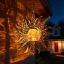 Amugmilk Solar Lights Outdoor Garden Decor Hanging Lanterns Decoration Metal Sunflower Gifts Waterproof for Yard Clearance Front Porch Lawn Driveway Patio Backyard Pathway Gardening Gift
