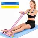 Pedal Resistance Band with Handle,Upgrade 6-Tube Detachable Yoga Bands,Multi-Functional Resistance Band Fitness Equipment, for Full Body Stretching, Shaping and Fat Reduction Training (pink)