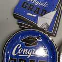 Graduation Party Plates and Napkins Gatherfun Graduation decorations 2025 Blue Disposable Paper Plates Luncheon Napkins Cocktail Napkins for Congrats Grad Party Decorations, Serve 50