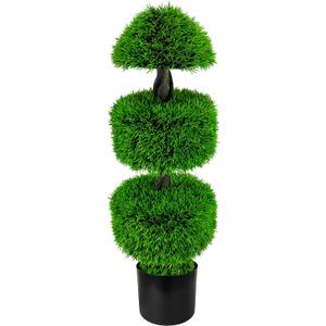 Artificial Boxwood Ball Tree 33.5'', Fake Triple Ball Boxwood Trees Potted Plants for for Front Porch Home Wedding Office Living Room House Garden Indoor Outdoor Decor