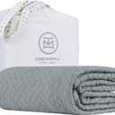 Threadmill Luxury Cotton Blankets for Queen Size Bed | All-Season 100% Cotton Queen Size Blanket | Jacquard Cozy Lightweight, Soft Breathable Coverlet fits Full Size Bed, 90x92 | Scottish Grey