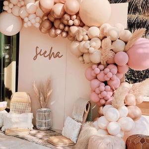 YSF 158Pcs Dusty Rose Light Pink Balloon Garland Kit Boho Arch with Retro Apricot Chrome Champagne Balloons for valentines day decorations Baby Bridal Shower, Birthday Party Ballon Wall (Dusty Rose Pink Balloon Garland)