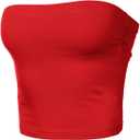 Women's Shapewear Tube Tops Strapless Ruched Built-in Shelf Bra Casual Red small