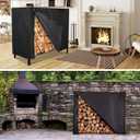 ESSORT Firewood Rack Cover, Outdoor Log Rack Cover 4 feet 420D Waterproof, Winterproof Weatherproof Tarp Cover for Dry Wood Pile Holder 48"x24"x42", black
