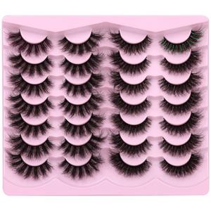 Newcally False Eyelashes Thick Volume Wispy Faux Mink Lashes 8D Volume Long Cat Eye Lashes Dramatic 18MM 2 Styles Mixed Fake Lashes 14 Pairs Pack